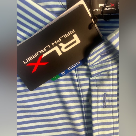 RLX Ralph Lauren Golf Classic Fit Airflow Jersey Stripe Polo in blue M NWT $110 - Picture 2 of 8